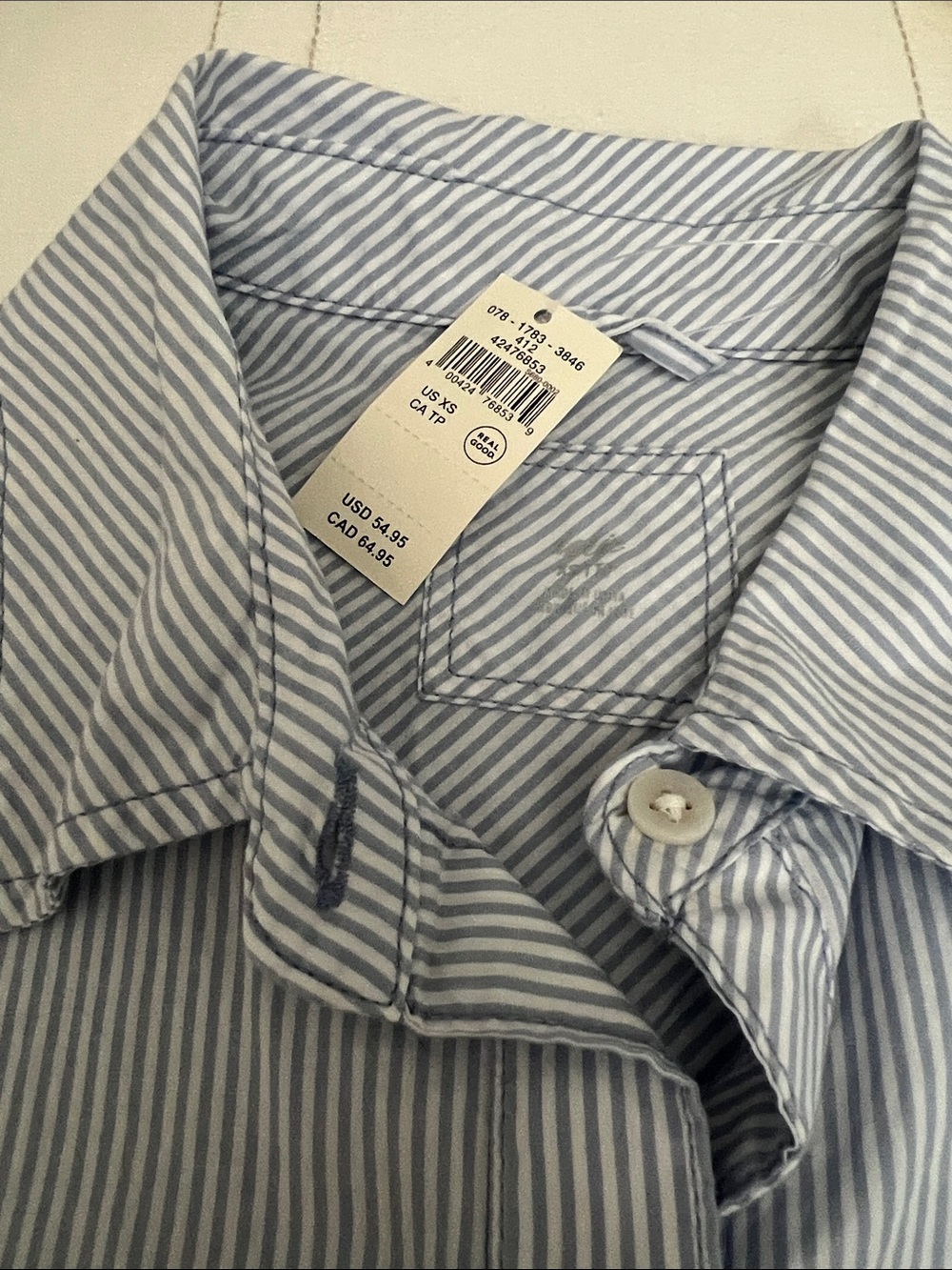 Aerie “Good Day Coverup Button Down Shirt” Blue White Stripe Oversized Size XS - Picture 4 of 12
